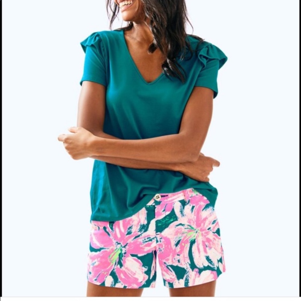 Lilly Pulitzer Callahan Teal Pink Floral Shorts 8